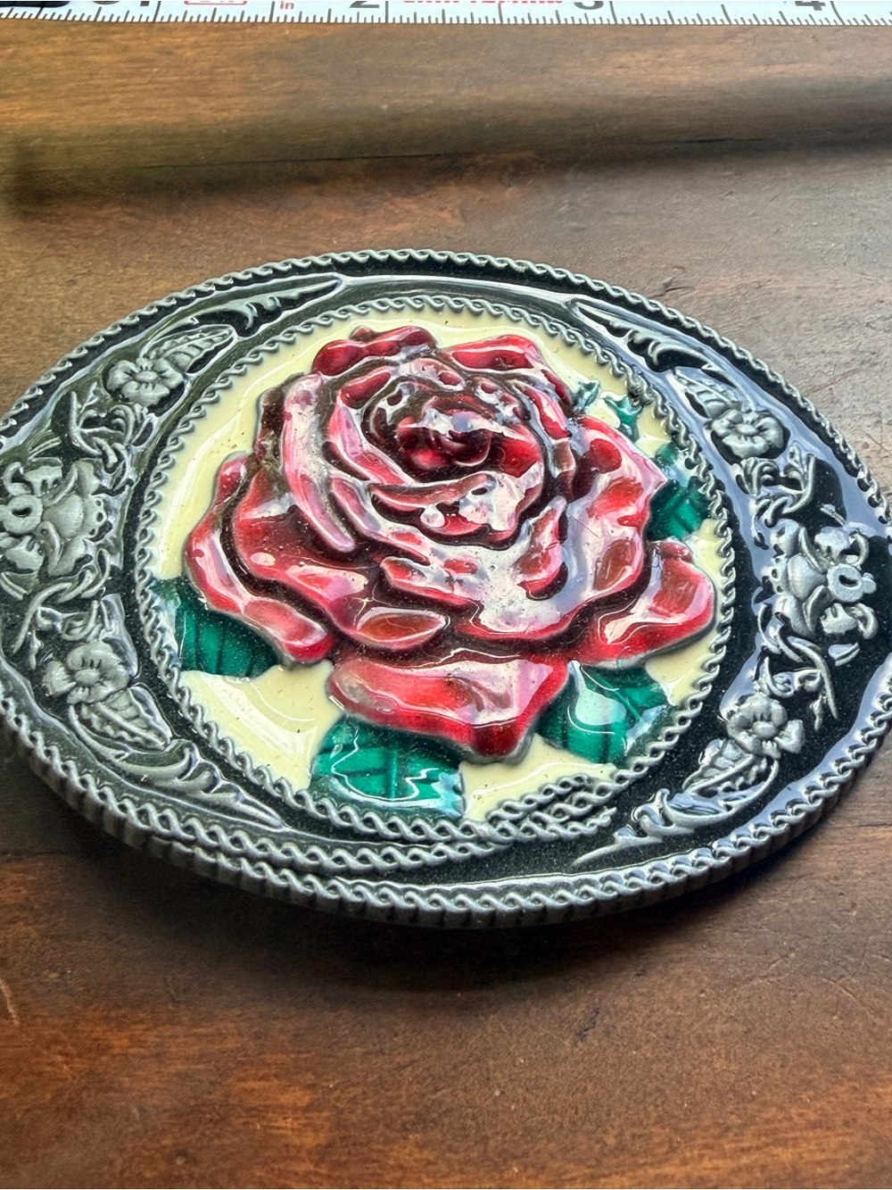 Red Rose Belt Buckle
